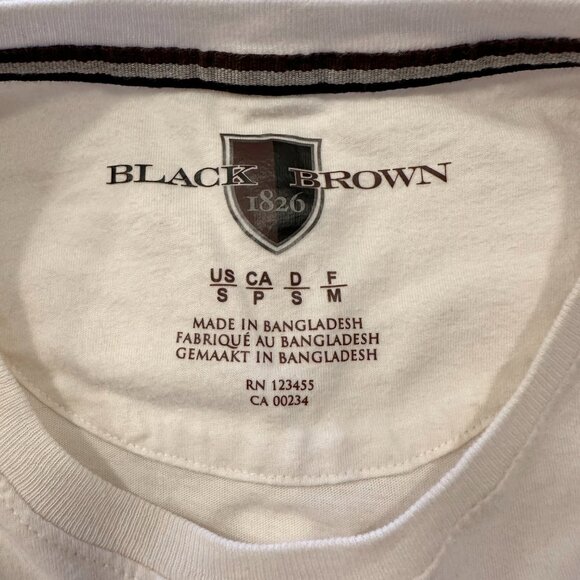 Black Brown 1826 Off White T-Shirt Mens Size Small Tropical Coastal Short Sleeve - Picture 6 of 7